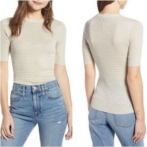 Something Navy Gold Shimmer Ribbed Top Size 1